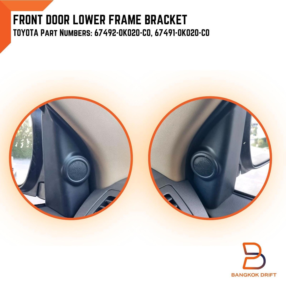 BLACK TWEETER MOULD FRONT DOOR LOWER FRAME FOR TOYOTA HILUX VIGO