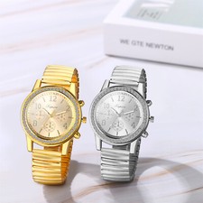 Women Fashion Easy Read CZ Dial Elastic Strap Analog Quartz Luminous Wrist Watch