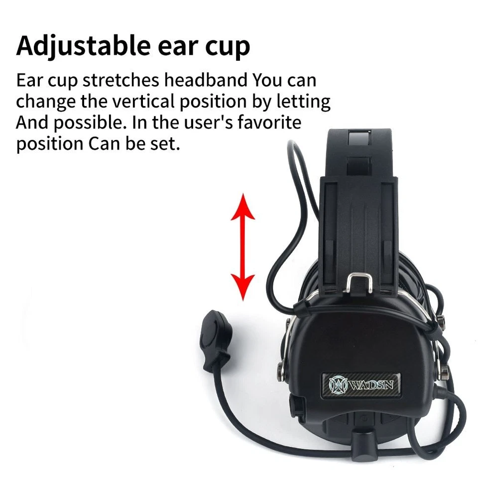 Tactical Active Pickup Noise Canceling Headset Military PTT Hunting Headphone - Image 4 of 4