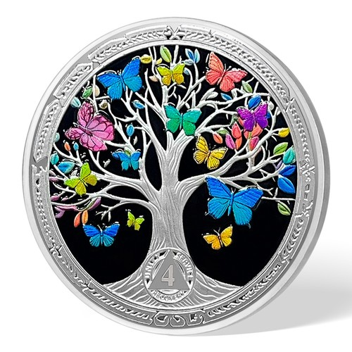 Limited 4 Months Butterfly AA Sobriety Coin Recovery Coin Tree Of Life Men Gifts - Picture 3 of 13