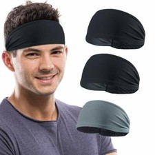 3 Pack Women Men Yoga Gym Stretch Head Band Sports Sweat Sweatband Headband US