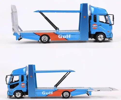1/64 Diecast Car Model Mitsubishi FUSO Fighter 2017 Double deck tow trucks Gulf - Picture 3 of 8