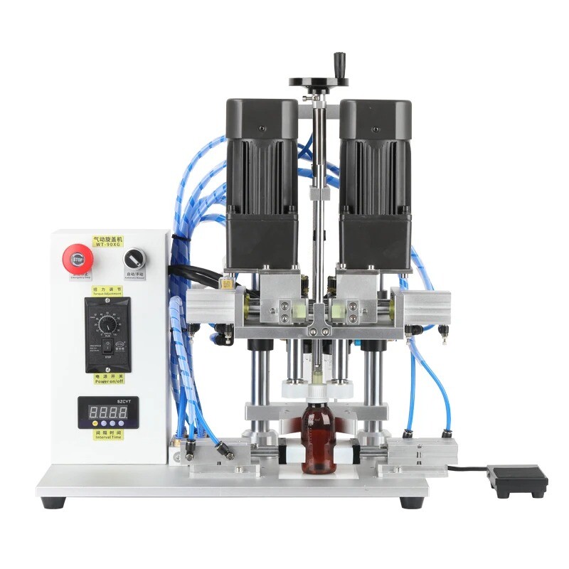 Semi-automatic Cap Rolling Machine Pneumatic Duckbill Bottle Capping ...