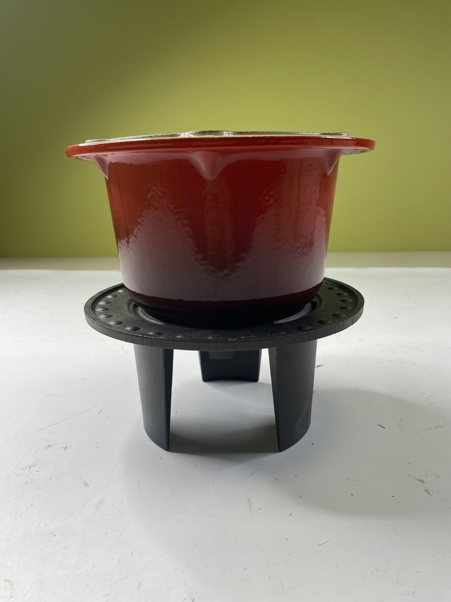 調理器具 LE CREUSET COMPACT Fondue Set Le Creuset Compact Table Top Fondue Set Red Enamel Cast Iron * No