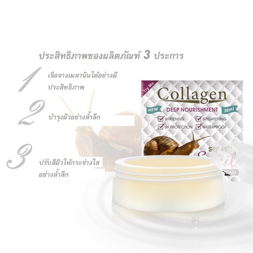 2x Snail Collagen Beauty Cream Face Skin Moisturiser Anti-Wrinkle SPF45++ 30g. - Picture 2 of 7