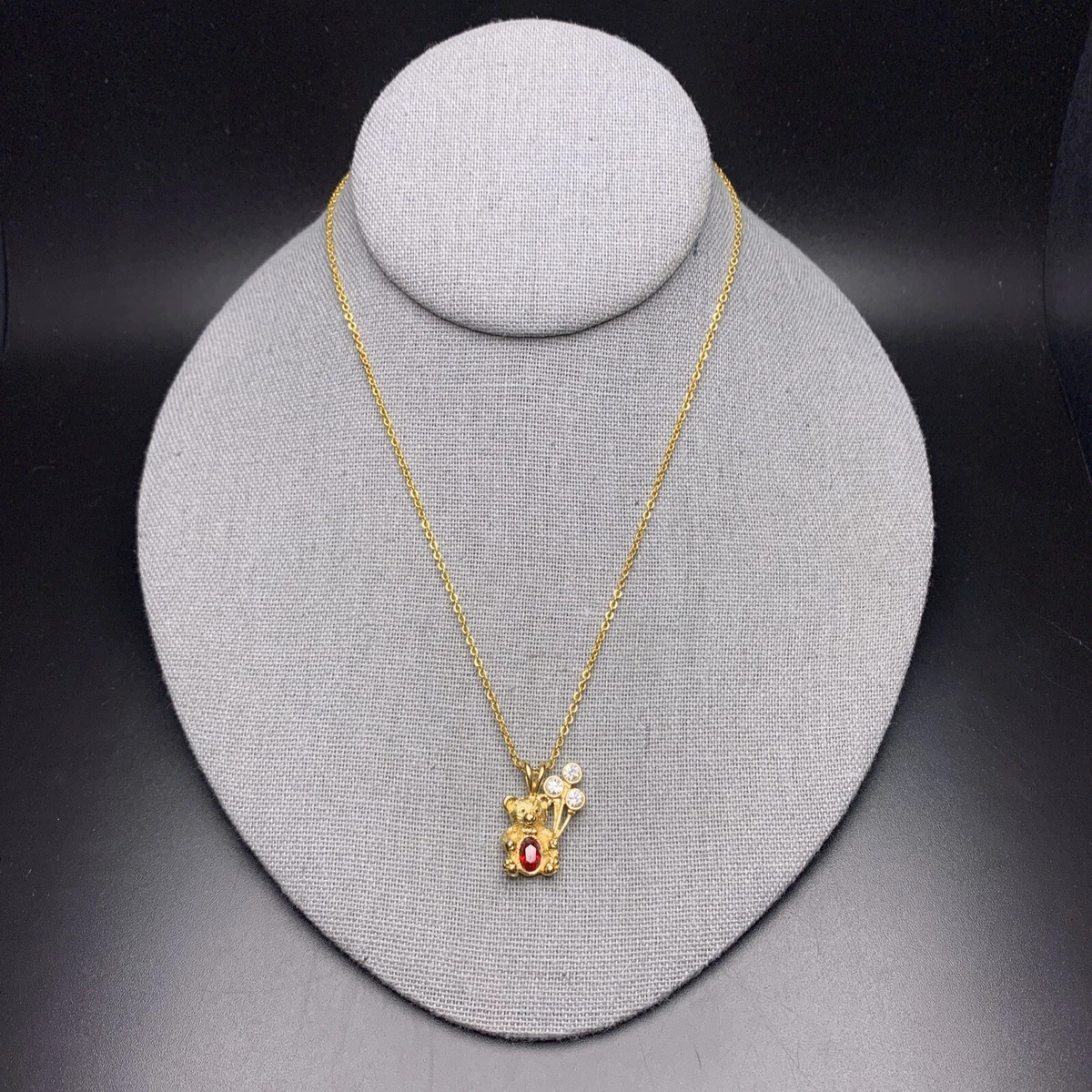 Teddy bear birthstone necklace deals