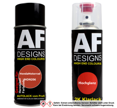 2K Spraydose Set für HondaMotorrad HON206 Candy Blaze Orange Basislack 2K Klarla