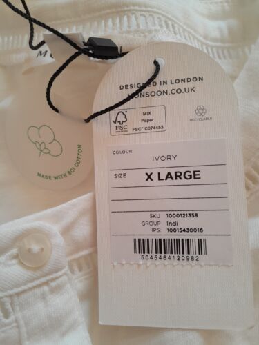 Monsoon Indi Embroidered Sleeve Shirt - Ivory - Size XL - Picture 7 of 19