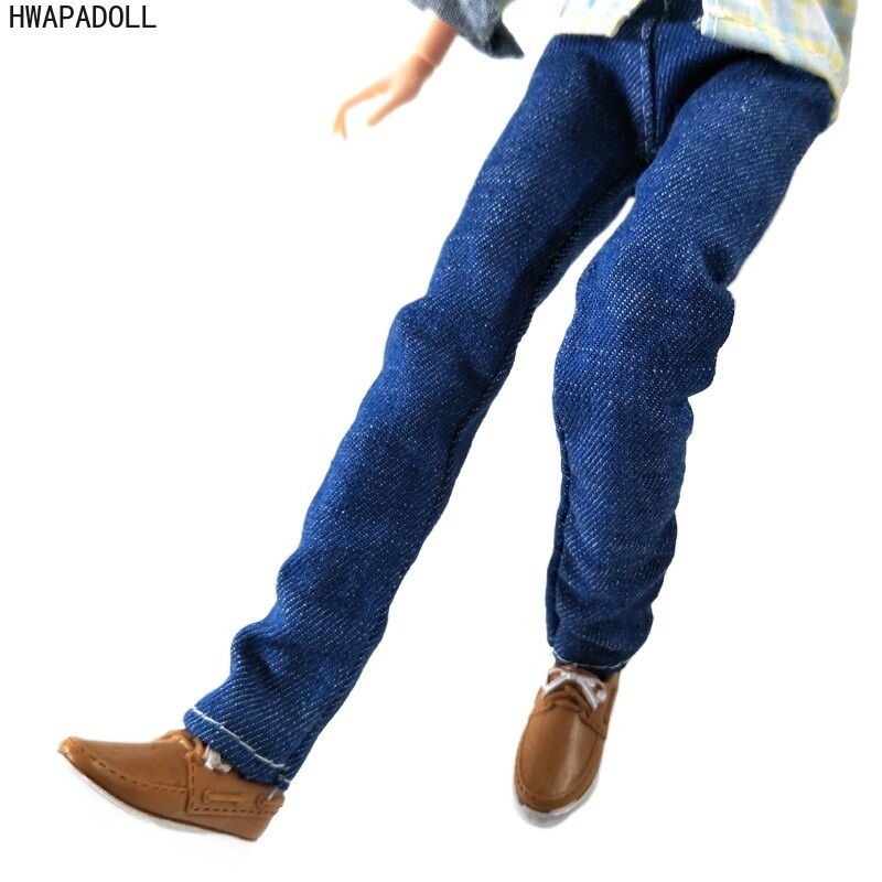 Ropa de muñeca azul 1/6 pantalones vaqueros hechos a mano para 12" niño muñeca usar pantalones juguetes