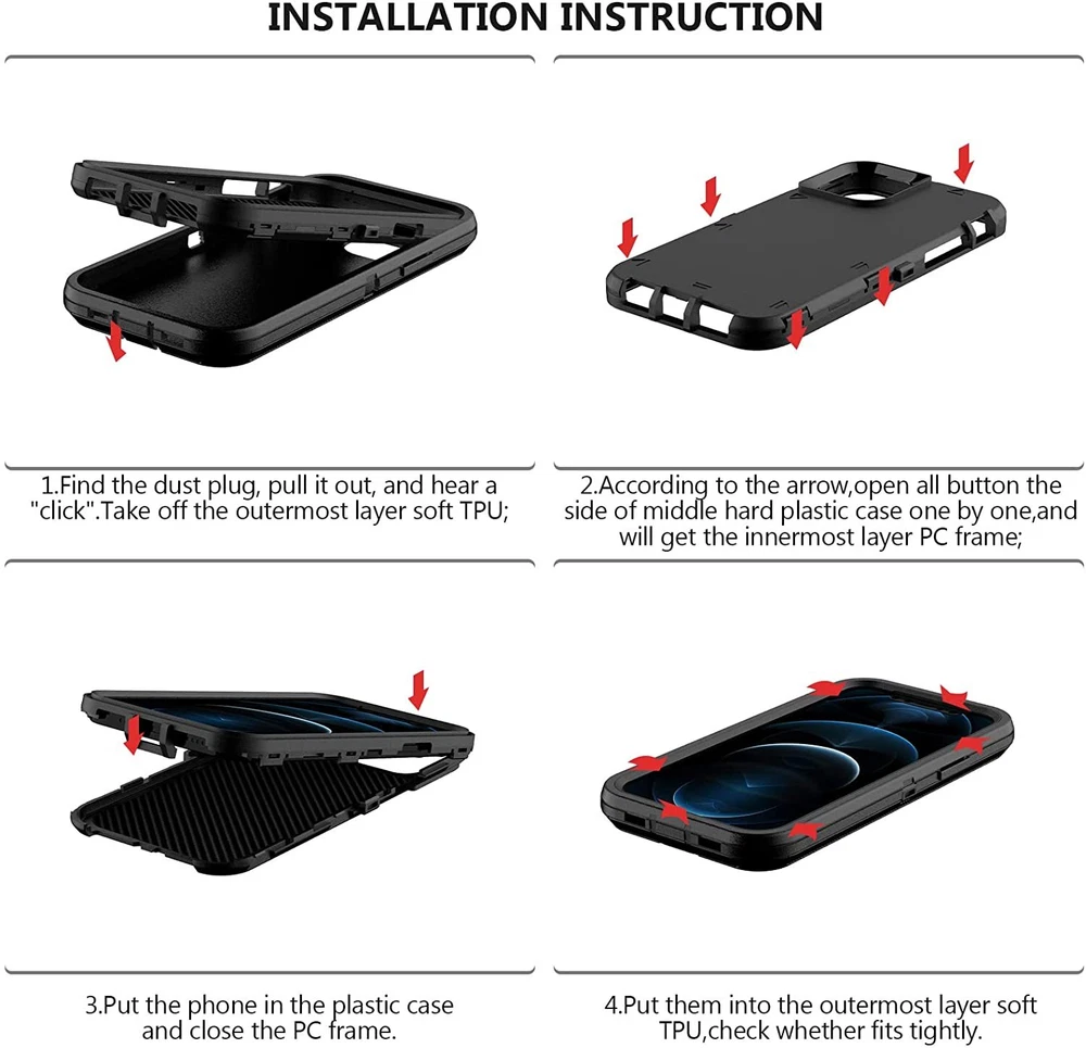 Ultra-Durable Shockproof Phone Case for iPhone 15 Pro Max 14 13 12 11 XR 8 7 Plus
