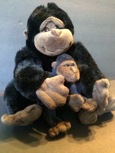 kohls cares black ape gorilla with baby 10" stuffed plush super