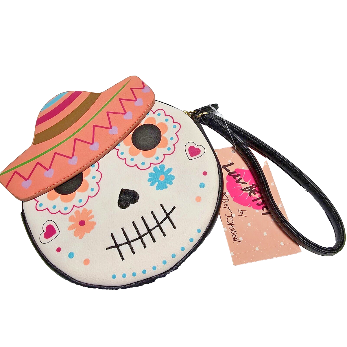 Luv Betsey Johnson Wristlet Coin Purse Dia De Los Muertos Skull
