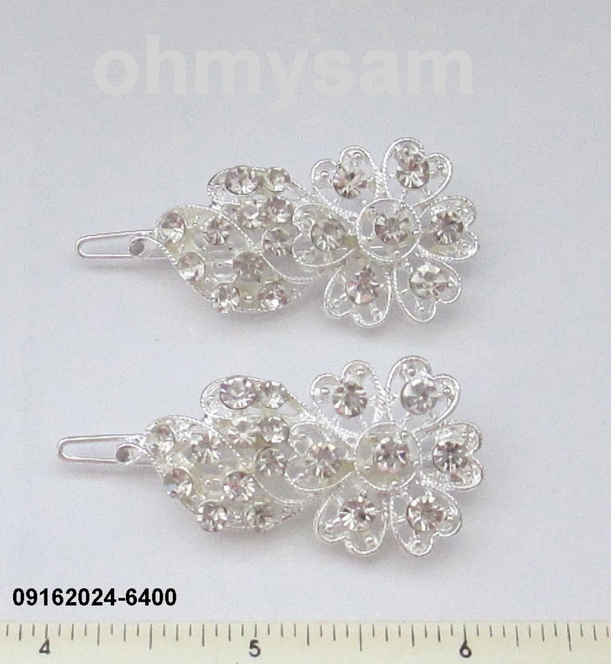 CLOSEOUT 12  NEW METAL HAIR CLIP / COMB / CLEAR MULTI COLOR STONE / MIX DES - Image 3 of 4