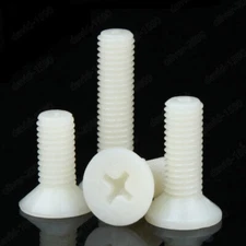 M2 M2.5 M3 M4 M5 M6 M8 White Plastic Nylon Phillips Cross Flat Head Screws