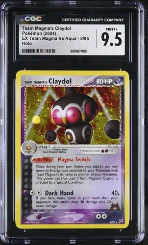 CGC 9.5 MINT+ Team Magma's Claydol EX Team Magma Vs Aqua 8/95 Holo Pokemon Card