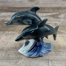 Dolphin Figurine Statue Riding Wave Hawaii Beach Decor
