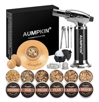 Cocktail Smoker Kit with Torch   6 Flavors Wood Chips   Bourbon, Whiskey Smok...
