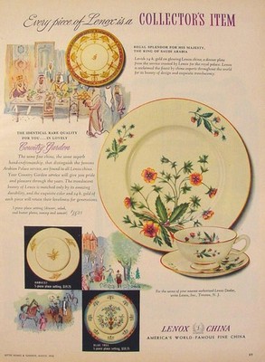 1950 Lenox Regal Splendor ~ Country Garden ~ Harvest ~ Blue Tree Patterns Ad