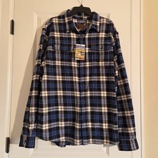 Orvis Heavyweight Flannel Shirt Mens XL Blue Plaid NWT Brushed Pockets Classic