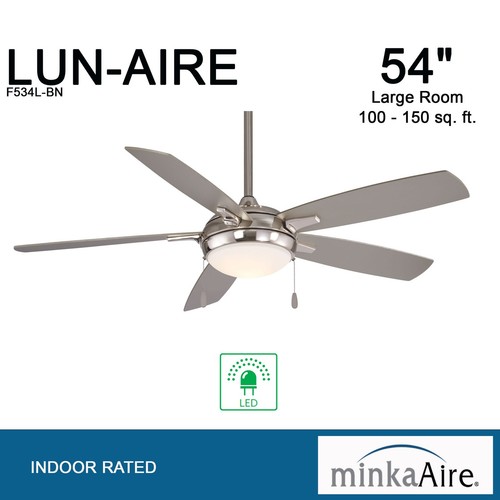 Minka Aire F534L-BN Lun-Aire LED 54" Indoor Brush Nickel Pull Chain Ceiling Fan - Picture 3 of 4
