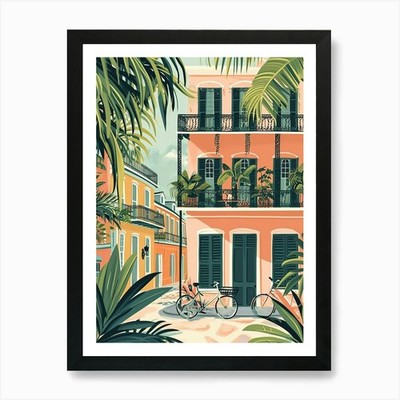 Franzosen Straße Bilderbuch Illustra gerahmtes Wandbild Poster Leinwanddruck Bild