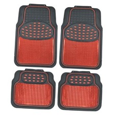 Red All Weather Heavy Duty Universal Fit Car Floor Mats Interior 4pc Metallic