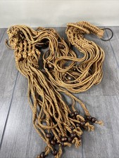 Vintage MCM Macrame Plant Hanger With Wood Beads