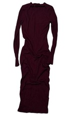 Fashion Nova Burgundy Ribbed Knit Long Sleeve Bodycon Long Dress