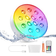 Pool Lights, Rechargeable Submersible LED Lights with Remote, IP68 Waterproof...