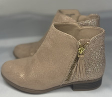 Little Girls Glitter Ankle Boots Gold Youth Size 2