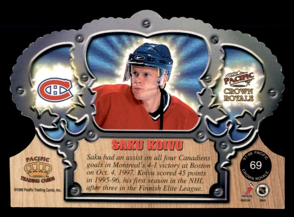 1997-98 Pacific Crown Royale Ice Blue Saku Koivu #69 - Image 2 of 2