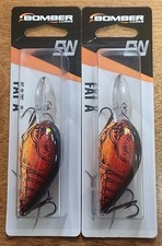 Lot Of 2. Bomber Model Fat A 6F. 2 1/4" , 5/8oz. 8-10ft. Apple Red Crawdad