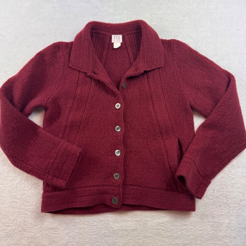TSE Burgundy Wool Cashmere Button Front Cardigan Jacket XS Small