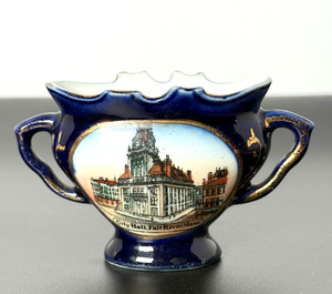 Vtg Antique Porcelain Small Vase Souvenir Germany City Hall, Fall River, Mass MA