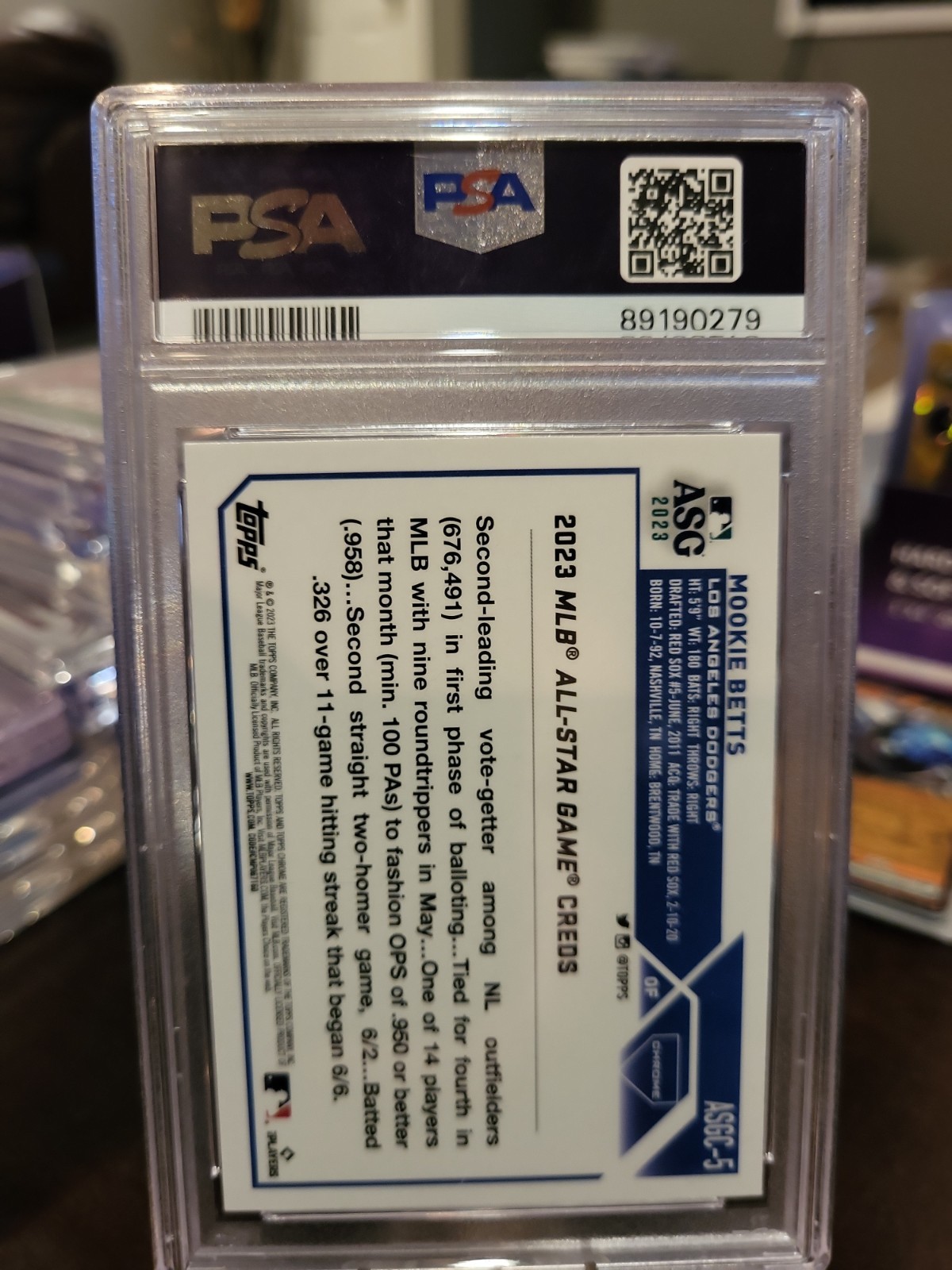 2023 Topps Chrome UPD. - 2023 All-Star Game Mookie Betts #ASGC-5 PSA GEM MT 10 view 5