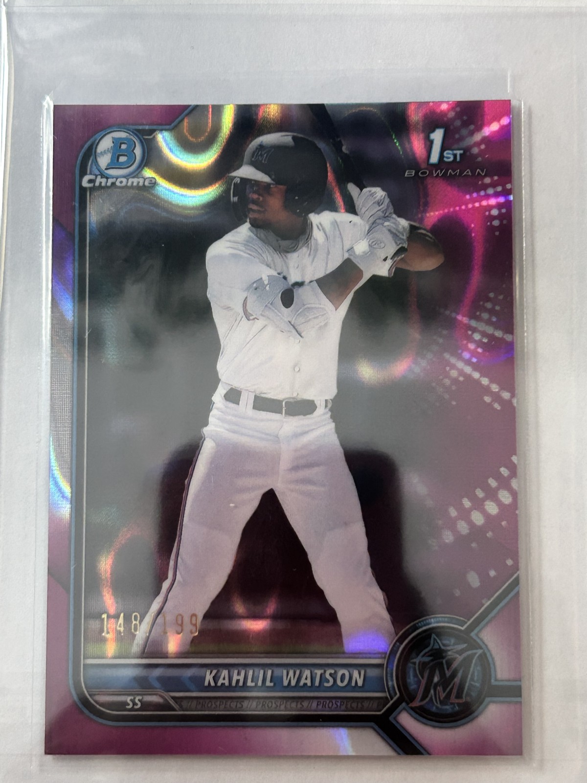 2022 Bowman - Chrome Kahlil Watson #BCP-3 Fuchsia Lava Refractor /199 1st