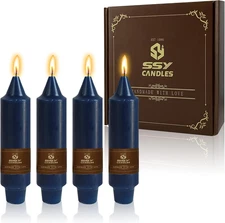 Navy Short Taper Candle 5 Inch Candlesticks Unscented Dripless Tapered Candle Se