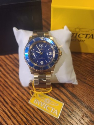 Invicta Specialty Rowan Men's Watch - 40mm, Gold case and bracelet, Blue Bezel