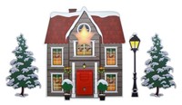 Led-Fensterbild Haus Tannenbaum Weihnachtsbeleuchtung Advent Weihnachten Deko