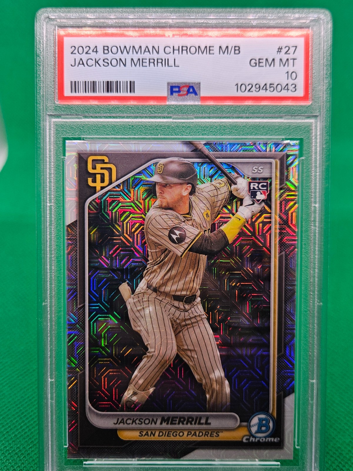 2024 BOWMAN CHROME MEGA BOX MOJO JACKSON MERRILL PSA 10 GEM MT #27 - PADRES