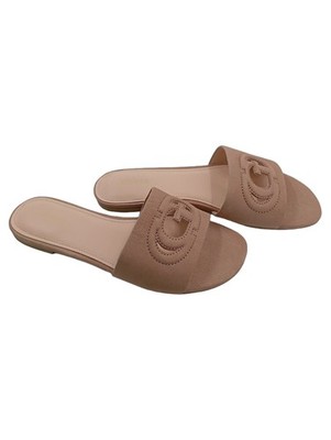 GUESS Pantoletten Damen Beige Gr. 38 Sandalen Sliders Casual