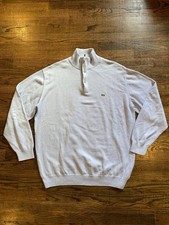 Vtg Lacoste Men  s Mock Neck 3-Button Knit Pullover Sweater  XL  Light Blue