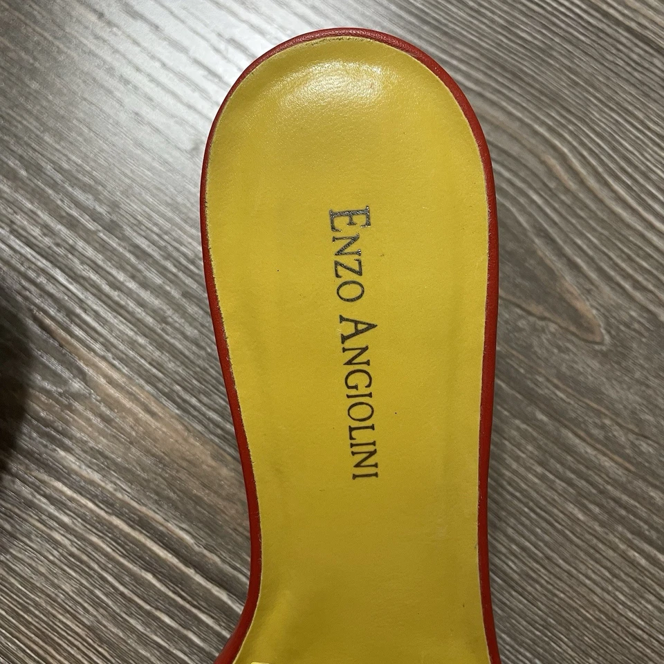 Sandalias Enzo Angiolini Y2K Floral Cuero Gatito Tacón Slide, Rojo y Amarillo, 6.5M Foto 4 de 4