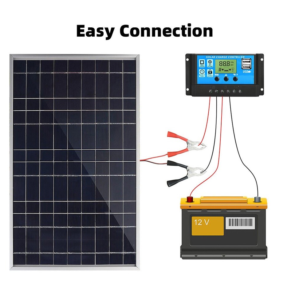 Trickle 30W Solar Panel 12V Charger Battery Charger Kit Maintainer Boat ...