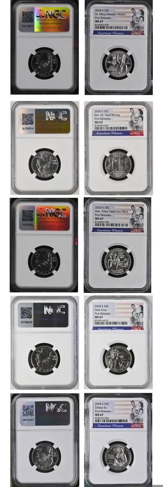 Набор двадцатипятицентовиков 2024 S American Women первые выпуски NGC MS 67