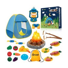 MITCIEN Kids Camping Play Tent with Toy Campfire / Marshmallow /Fruits Toys P...
