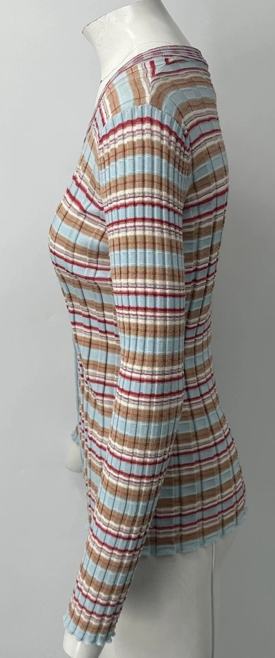 Sonia Rykiel Multicolor Rayas Manga Larga Botón Punto Cárdigan Suéter Talla S Foto 2 de 4