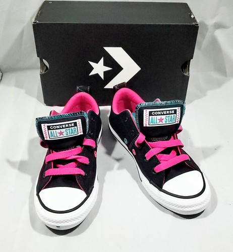 half pink half black converse