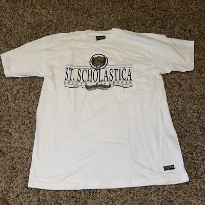 Vintage St. Scholastica Saints MN College Shirt Jansport XL White CSS Duluth