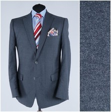 Mens Wool Silk Blazer 42R UK Size KUHN Grey Sport Coat Jacket